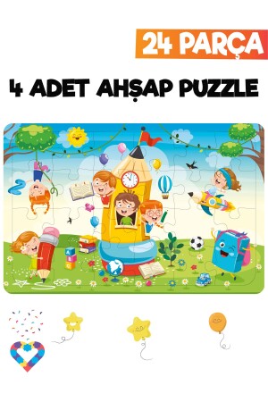 Ahşap Çocuk Puzzle 24 Parça 4 Adet - 6