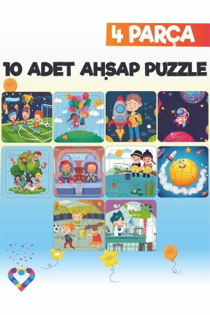 Ahşap Çocuk Puzzle 4 Parça 10 Adet EsaPuzzle005 - 1