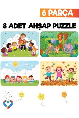 Ahşap Çocuk Puzzle 6 Parça 6 Adet - 4