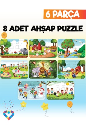 Ahşap Çocuk Puzzle 6 Parça 8 Adet - 2