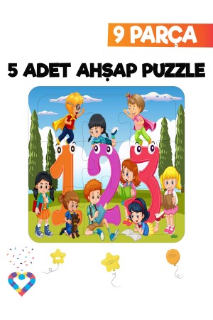 Ahşap Çocuk Puzzle 9 Parça 5 Adet - 7