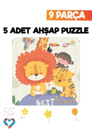 Ahşap Çocuk Puzzle 9 Parça 5 Adet - 3