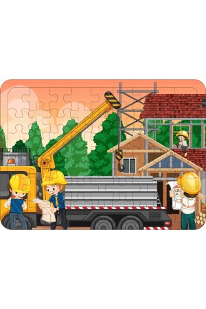 Ahşap Çocuk Puzzle Yapboz 4'lü Parça 54 Parça - Iş Makinaları puzzle004 - 5