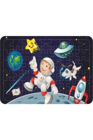 Ahşap Çocuk Puzzle Yapboz 4'lü Set 54 Parça - Gezegenler, Astronot, Korsan Gemi Ve Denizaltı puzzle013 - 5