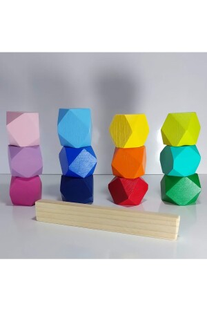 Ahşap Denge Blokları Montessori Waldorf Eğitimi 12 Li Set Renkli 12 - 1