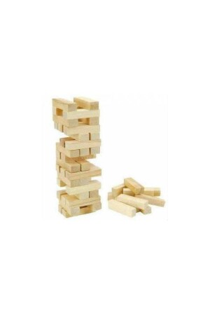 Ahşap Denge Oyunu Jenga 54 Parça Kayın Ağacından 23x7cm Büyük Boy Janga Oyunu Ahşap Kule Gökdelen - 1