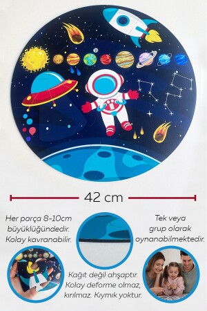 Ahşap Gezegen Puzzle 42cm- Mega Boy Renkli Uzay Bebek- Çocuk Ve Okul Öncesi Için Puzzle - 3