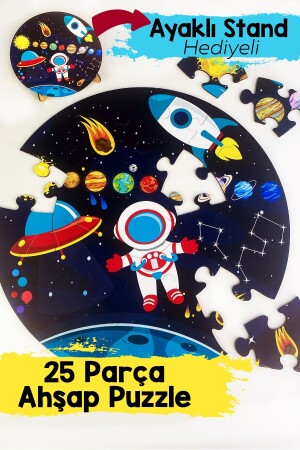 Ahşap Gezegen Puzzle 42cm- Mega Boy Renkli Uzay Bebek- Çocuk Ve Okul Öncesi Için Puzzle - 5