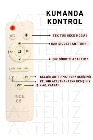 Ahşap Görünümlü Metal Tavan Led Avize - 9