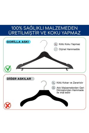 Ahşap Görünümlü Plastik Siyah Kıyafet Elbise Askısı Askılığı Gömlek Askısı Pantolon Askısı 10'lu - 4