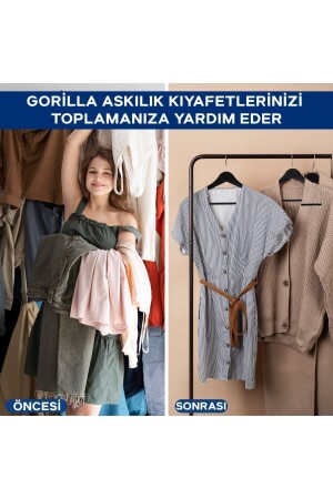 Ahşap Görünümlü Plastik Siyah Kıyafet Elbise Askısı Askılığı Gömlek Askısı Pantolon Askısı 20'li gorilla_metal_aski - 8