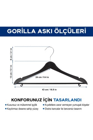 Ahşap Görünümlü Plastik Siyah Kıyafet Elbise Askısı Askılığı Gömlek Askısı Pantolon Askısı 24 Adet metal_elbise_akisi - 3