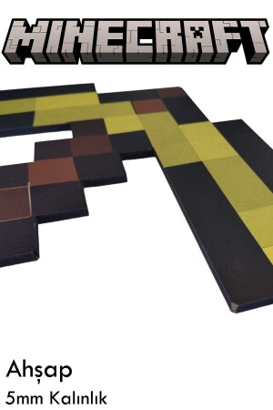 Ahşap Minecraft Kılıç Ve Kazma Birarada Biblo Dekoratif Hediyelik Süs Eşyası Maket 45cm 35cm minecraftset0001 - 5