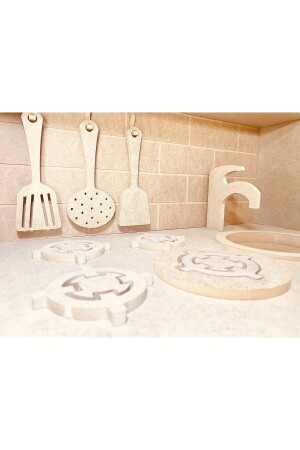 Ahşap Montessori Oyuncak Mutfak Servis Seti 2 Adet Boya Ve Fırça - 4