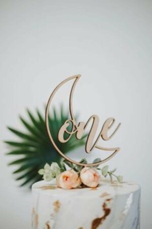 Ahşap One Yazılı Pasta Süsü- Cake Topper - İmpivo