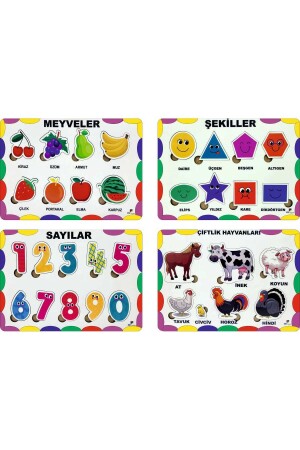 Ahşap Oyuncak Eğitici Öğretici Puzzle Yapboz Meyve Sebze Sayı Türkçe 4’lü Mega Set - 3