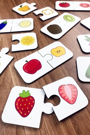 مـنـز - تعلم الفاكهة الخشبية اثنين من القطع تطابق اللعبة الأطفال في مرحلة ما قبل المدرسة اللعبة التعليمية - Enjoymydesign