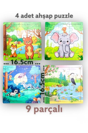 Ahşap Puzzle 4 Lü Puzzle 9 Parçalı PZ4B18882929229 - 1