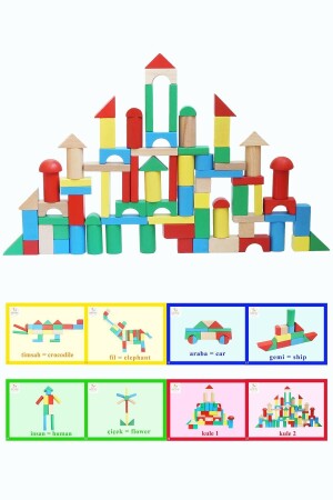 Ahşap Renkli Bloklar ve Şekil Kartları (80 Blok, 25 Şekil Kartı) cct5030 - 3