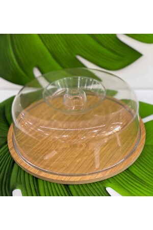 قاعدة من الخشب من طراز MNZ لوحة أكريليك متوسط الحجم كيس زجاج (قاعدة 26/حاوية 24 سم) AMH0318c10 - Genel Markalar