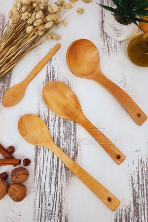 ملعقة مطبخ من الخشب من نوع MNZ Set 4 قطع ملعقة خشب البيش والبوكس و الخشب البامبو ynahş2 - MONTESEV