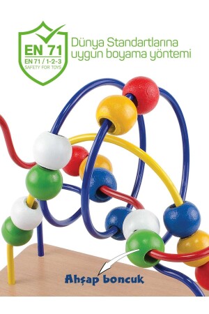 Ahşap Wooden Bead Maze Helezon Boncuklu Yay Labirent Oyunu - 1