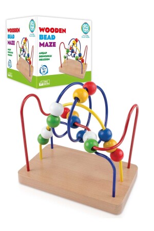 Ahşap Wooden Bead Maze Helezon Boncuklu Yay Labirent Oyunu - 4