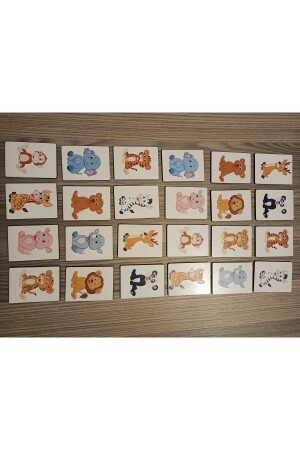 Ahşap Zeka Kartları Eşleştirme Oyunu Ahşap PuzzleOyuncak (Sevimli Hayvanlar) - 6