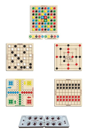 Ahşap Zeka Oyun Seti 6 Lı, Mangala - 9 Taş - Dama - Atla Topla - Kızma Birader Ve Reversi eticset332 - 3