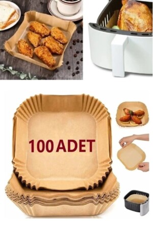 Airfryer-Backpapier, 100 Stück, quadratisches Modell, Backpapier für Airfryer, ölfreie Fritteuse - 1