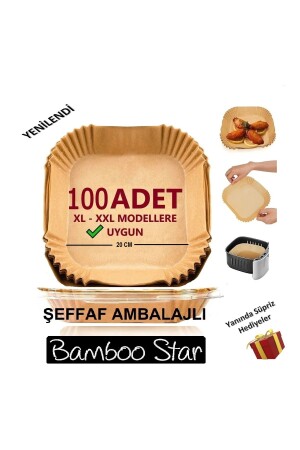 Airfryer Pişirme Kağıdı Xl-xxl-büyük Boy,100 Adet Hava Fritöz Kağıdı, Fırın Kağıdı Tek Kullanım 20cm bamboo star 1 - 1