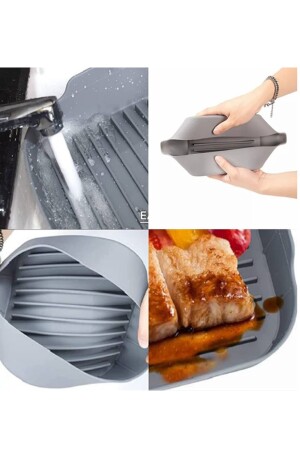 Airfryer-Silikon-Backform, Airfryer-Zubehör, Airfryer-Kuchenform, SGS Health-zertifiziert, airfyersilikongrey-01 - 5