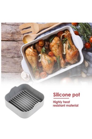 Airfryer-Silikon-Backform, Airfryer-Zubehör, Airfryer-Kuchenform, SGS Health-zertifiziert, airfyersilikongrey-01 - 6