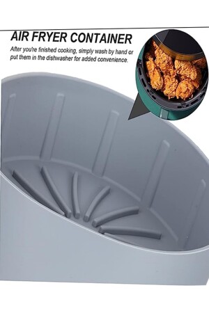 Airfryer-Silikon-Kochbehälter, Airfryer-Zubehör, Airfryer-Luftfritteusenbehälter, SGS Health-zertifiziert, Airfyer-Ellips-Grau - 5