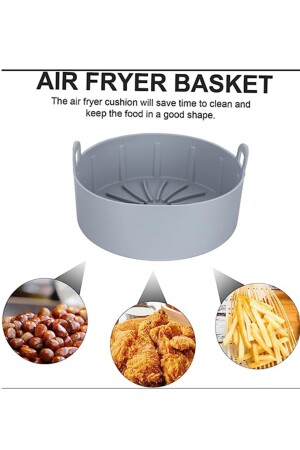 Airfryer-Silikon-Kochbehälter, Airfryer-Zubehör, Airfryer-Luftfritteusenbehälter, SGS Health-zertifiziert, Airfyer-Ellips-Grau - 9