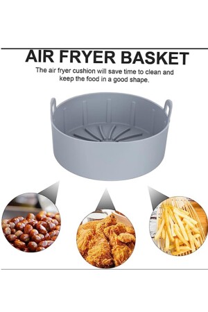 Airfryer-Silikon-Kochbehälter, Airfryer-Zubehör, Airfryer-Luftfritteusenbehälter, SGS Health-zertifiziert, Airfyer-Ellips-Grau - 7