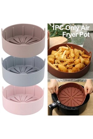 Airfryer Silikon Pişirme Kabı, Airfryer Aksesuar, Airfryer Hava Fritözü Kabı, Sgs Sağlık Sertifikalı airfyer-elips-grey - 3