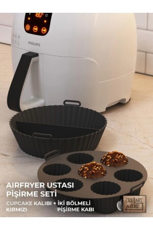 Airfryer Ustası Pişirme Seti 2'li - Airfryer Pişirme Silikon Kağıdı Aksesuar Siyah Renk Bpa Free - Crearthome