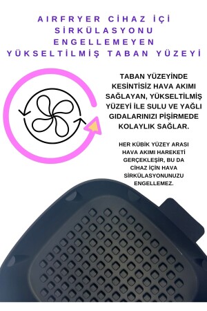 Airfryer Yükseltilmiş Hava Akışlı Taban Silikon Kare Pişirme Kalıbı AFR009 - 4