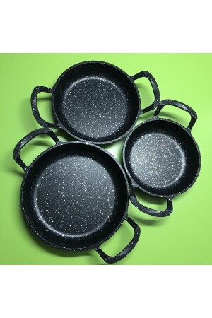 Ajda 3er-Set Gusspfanne aus schwarzem Granit, 22 cm, 20 cm, 18 cm, TYC00847518325 - 5