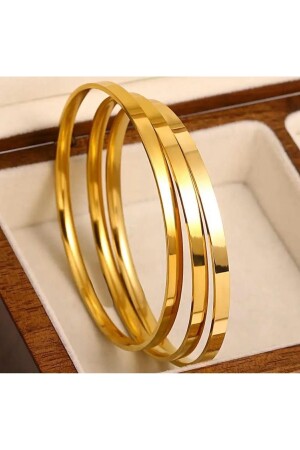 من النصيب من النصيب من الفولاذ القاسية (Ajda Bracelet Tarnish Resistant) 3 قطع (19-22CM) (ضمان إيراد لمدة 2 سنوات) - İnn Jewellery