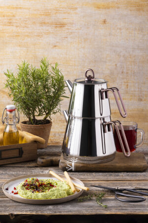 وعاء الهرمات مع قبضة ملونة النحاس - Akdeniz