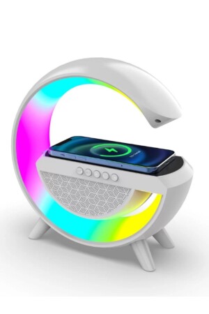 Akıllı Gece Lambası Speaker Bluetooth Hoparlör Kablosuz Şarj Rgb Masa Lambası Yatak Odası Dekor 3in1 - 1