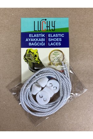 Akıllı Kilitli Elastik Ayakkabı Bağcığı Lastik Bağcık 100 cm Beyaz - 1