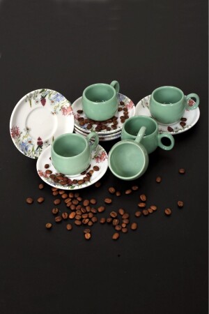 Akkoyunlu Home Vera Green Kaffeetassen-Set, 12-teiliges Set für 6 Personen, MLN-101364 - 1