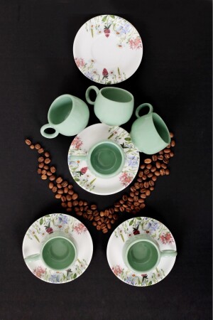 Akkoyunlu Home Vera Green Kaffeetassen-Set, 12-teiliges Set für 6 Personen, MLN-101364 - 3