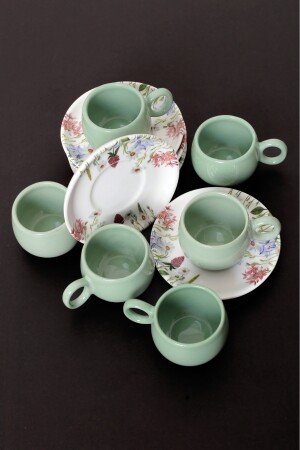 Akkoyunlu Home Vera Green Kaffeetassen-Set, 12-teiliges Set für 6 Personen, MLN-101364 - 4