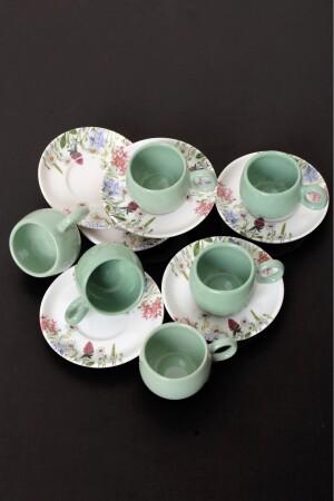 Akkoyunlu Home Vera Green Kaffeetassen-Set, 12-teiliges Set für 6 Personen, MLN-101364 - 6