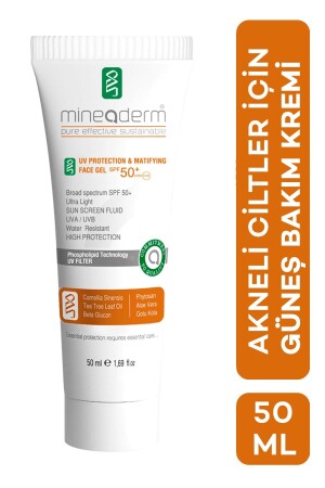 Akne Karşıtı Ve Matlaştırıcı Güneş Kremi Sp 50-uv Protection & Matifying Face Gel Spf 50- 8680525350792 - mineaderm