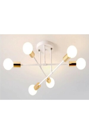 MNZ-Akra 6 قطعة سقف ذهب أبيض معزول/بلافون شاندليير 3028 06 0209 08 00 - Taşcan Aydınlatma